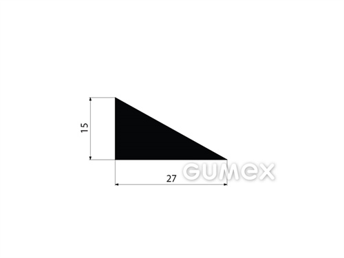 Gumový profil trojuholníkový, 15x27mm, 50°ShA, EPDM, -40°C/+100°C, čierny